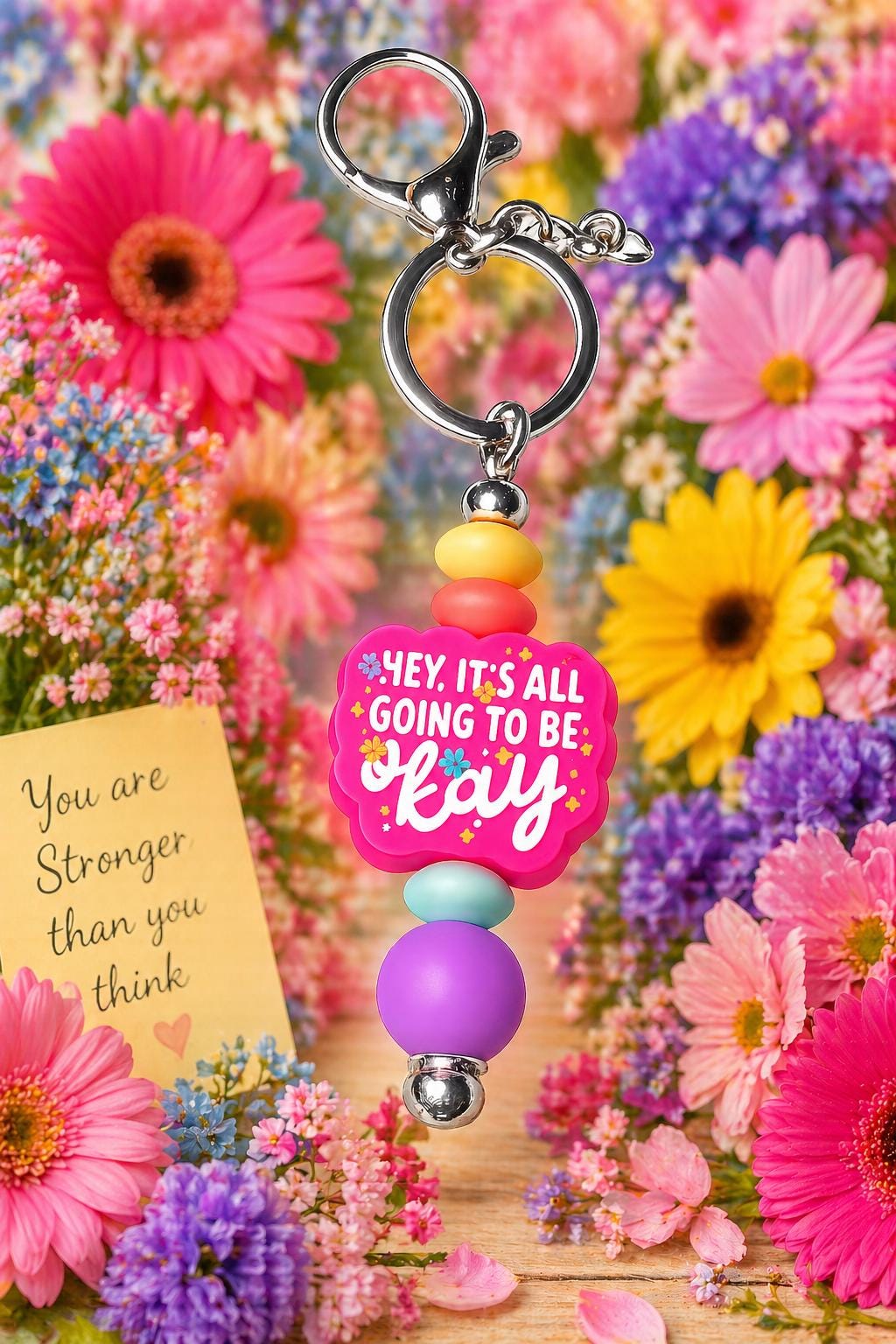 It’s All Going to Be Okay Handmade Beaded Keychain