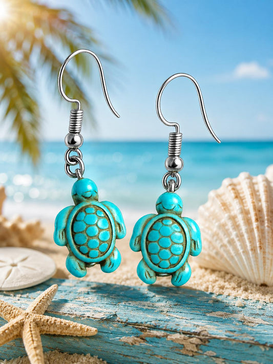 Handmade Turquoise Sea Turtle Earrings