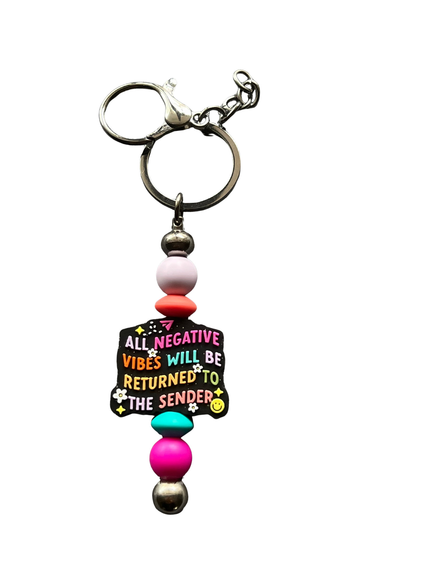 “All Negative Vibes Will Be Returned to the Sender” Keychain