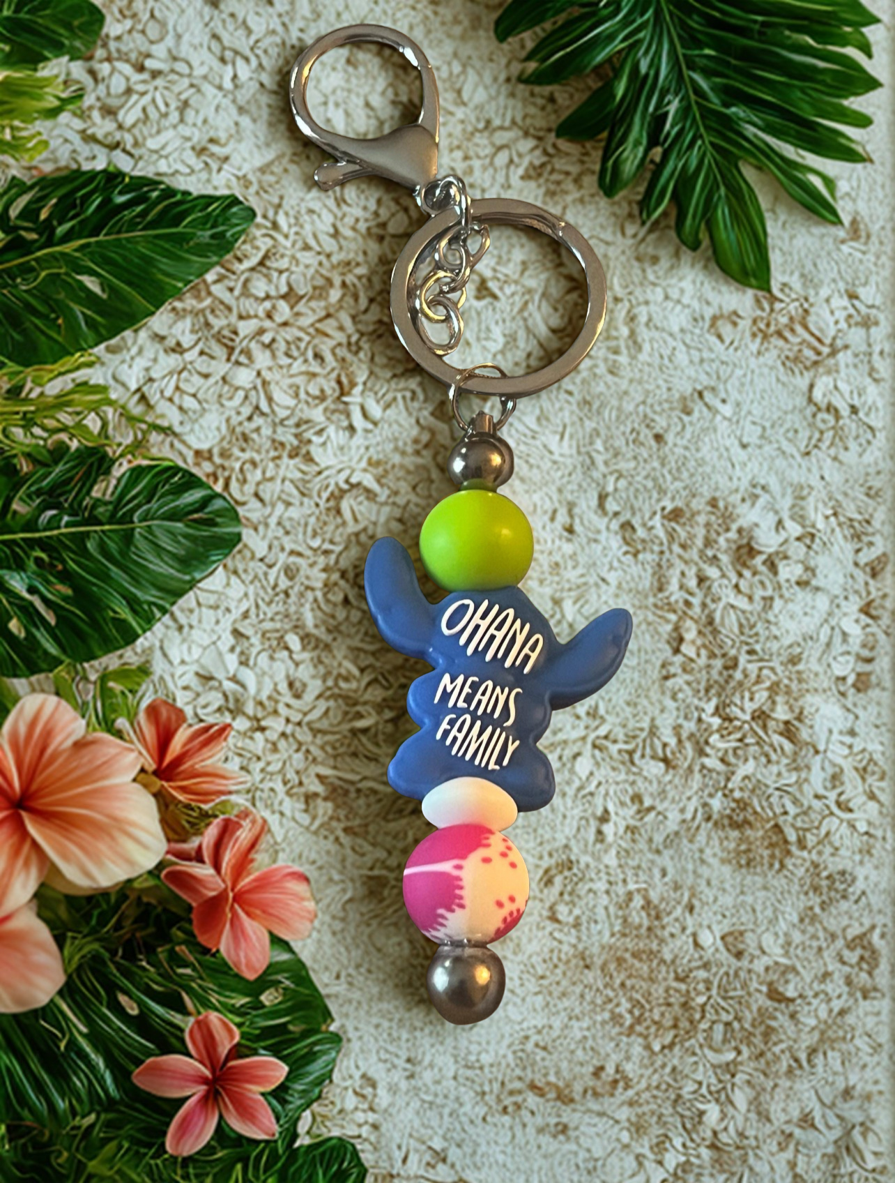 “Ohana Means Family” Stitch-Inspired Keychain