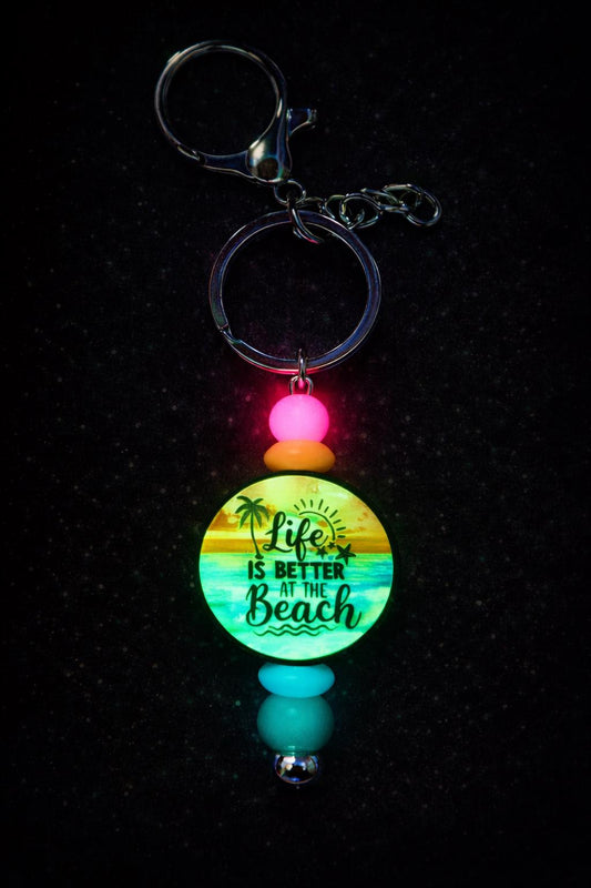 Glow-in-the-Dark Life Is Better at the Beach Handmade Keychain