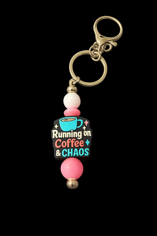 Running on Coffee & Chaos Handmade Keychain