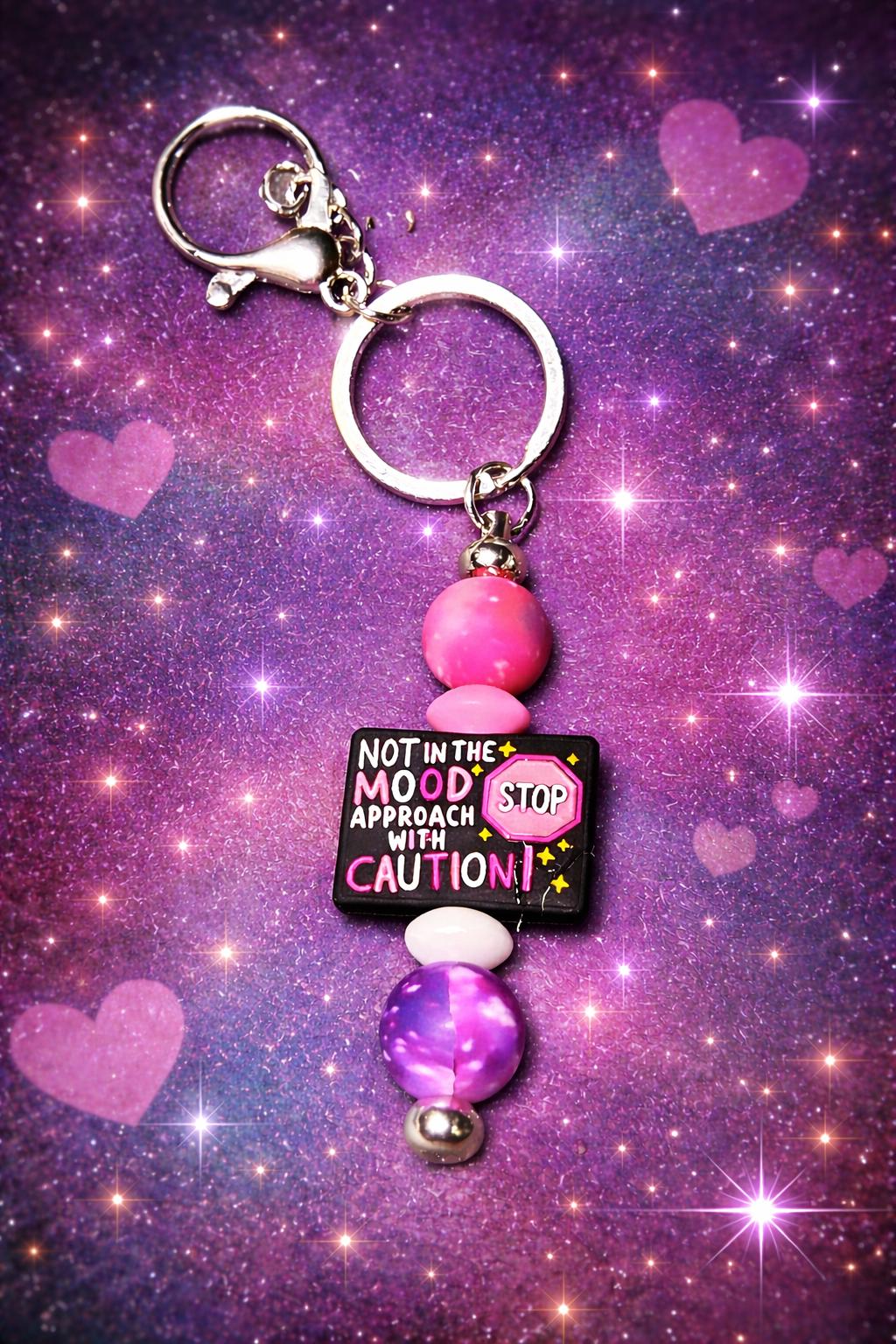 Not In The Mood Beaded Keychain – Sassy Statement Charm with Pink & Purple Beads