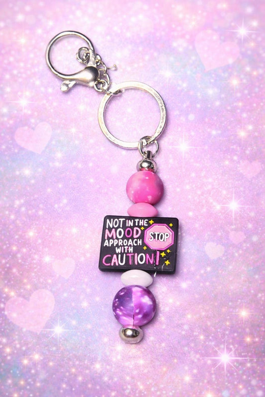 Not In The Mood Beaded Keychain – Sassy Statement Charm with Pink & Purple Beads