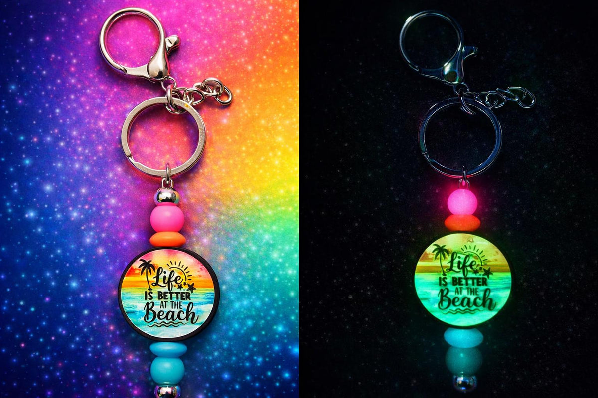 Glow-in-the-Dark Life Is Better at the Beach Handmade Keychain
