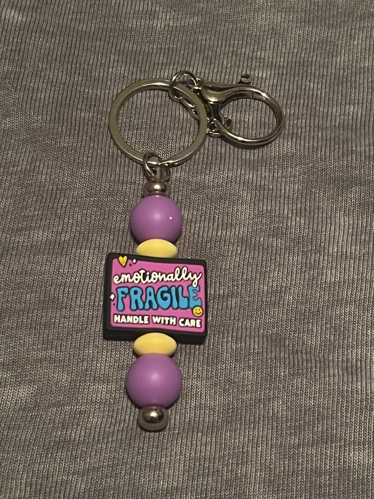 Emotionally Fragile Handle with Care Beaded Keychain