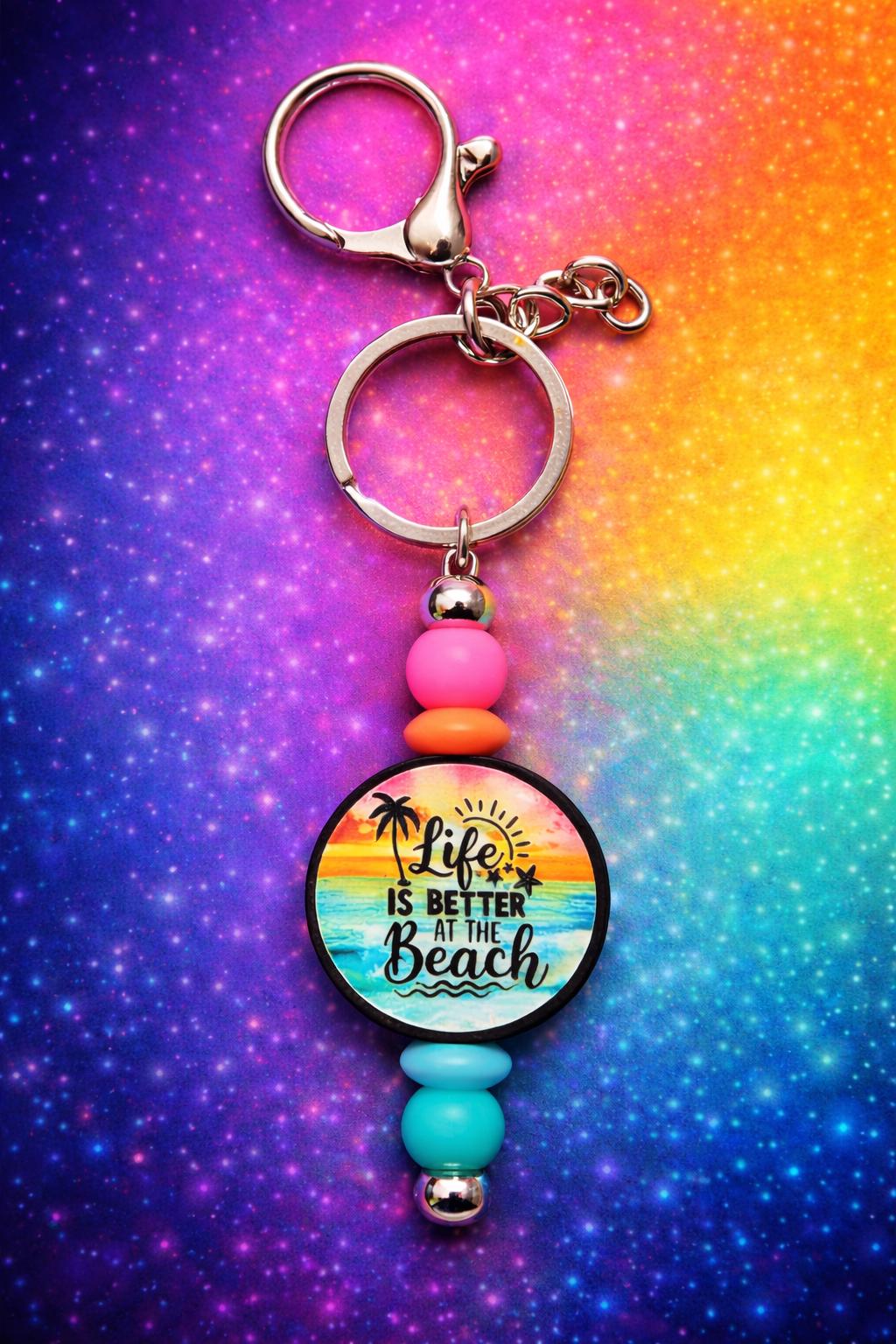 Glow-in-the-Dark Life Is Better at the Beach Handmade Keychain