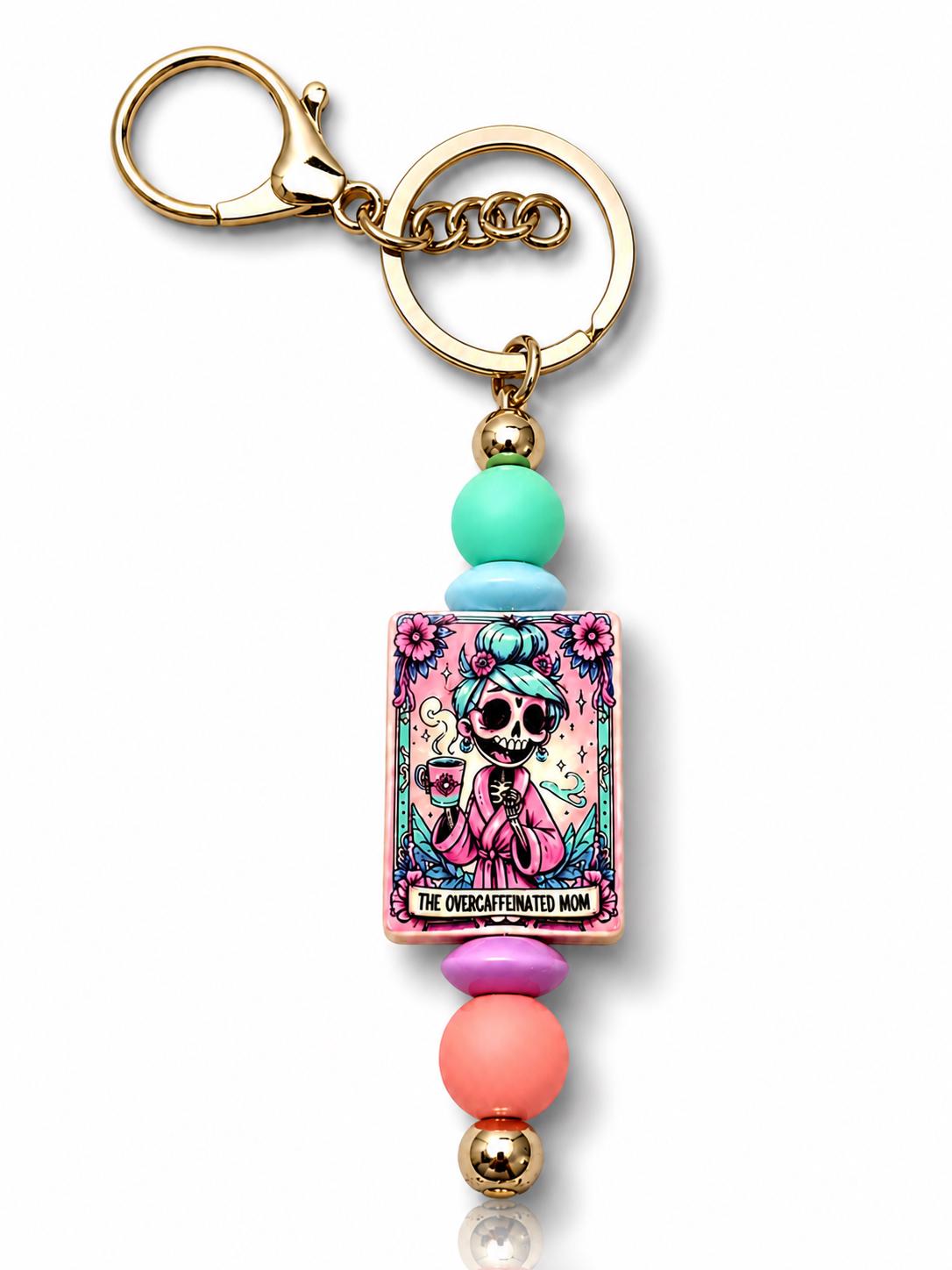 The Overcaffeinated Mom – Handmade Beaded Keychain